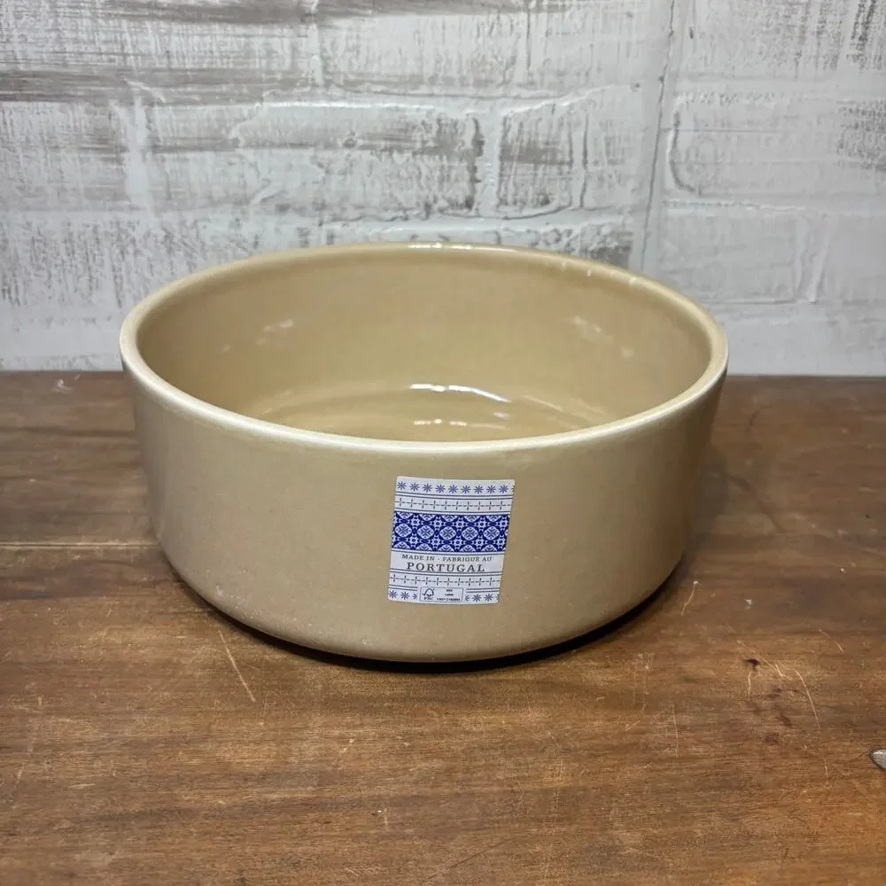 Large Beige P Home Stoneware Bowl Made in Portugal